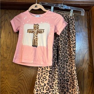 Leopard Cross Pink Kids Set